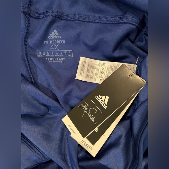 ADIDAS X ZOE SALDANA AEROREADY SHINE TIGHTS Plus Size 4X Victory Blue - Picture 7 of 7